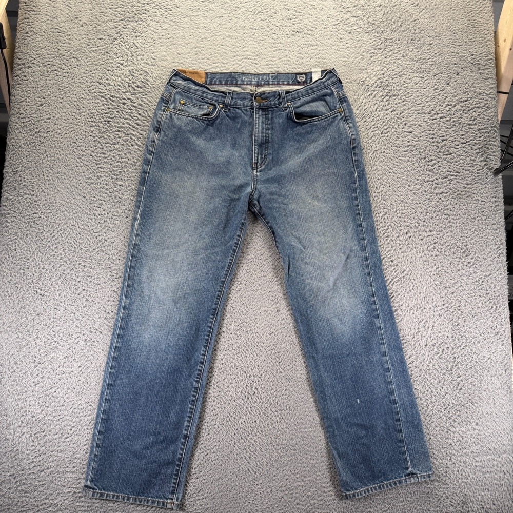 Vintage Chaps Jeans Mens 34x30 Blue Cotton Denim Straight Faded Workwear Utility